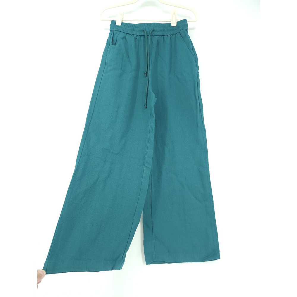 Wide Leg Pull-On Pants in Teal - Casual Comfort